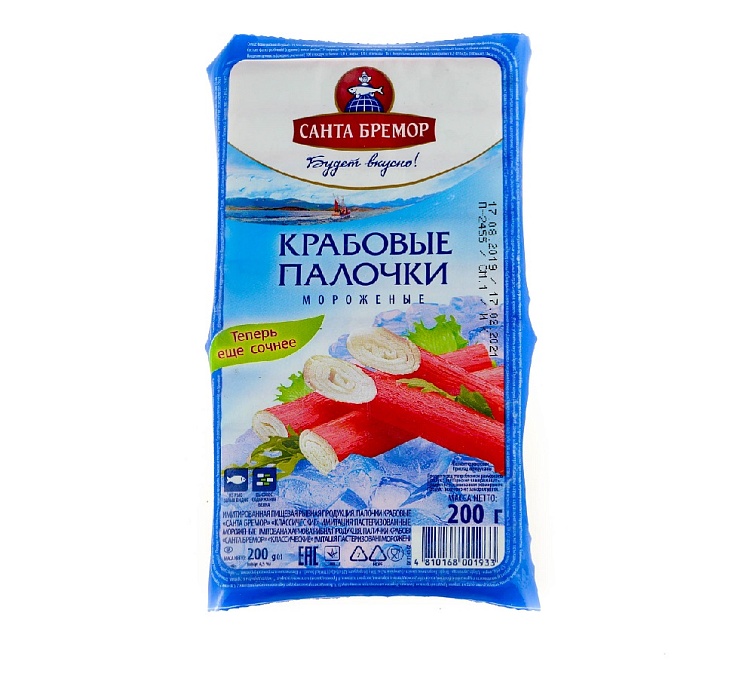Палочки крабовые 200г Санта Бремор Палочки крабовые 200г Санта Бремор