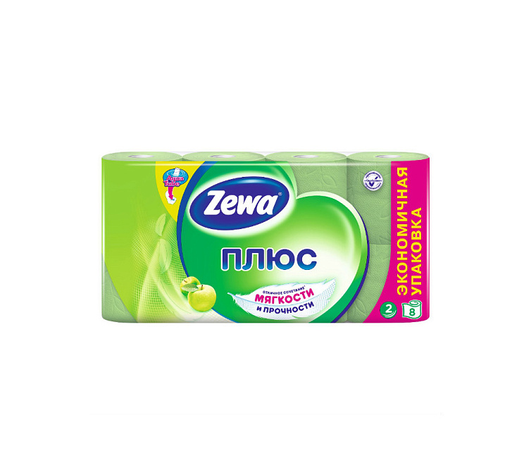 Туалетная бумага 8шт 4сл ZEWA ПЛЮС Зева 