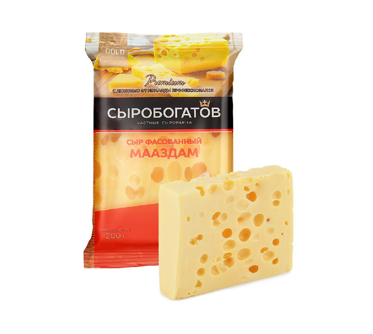 Сыр твердый 45% 180г Маасдам Сыробогатов